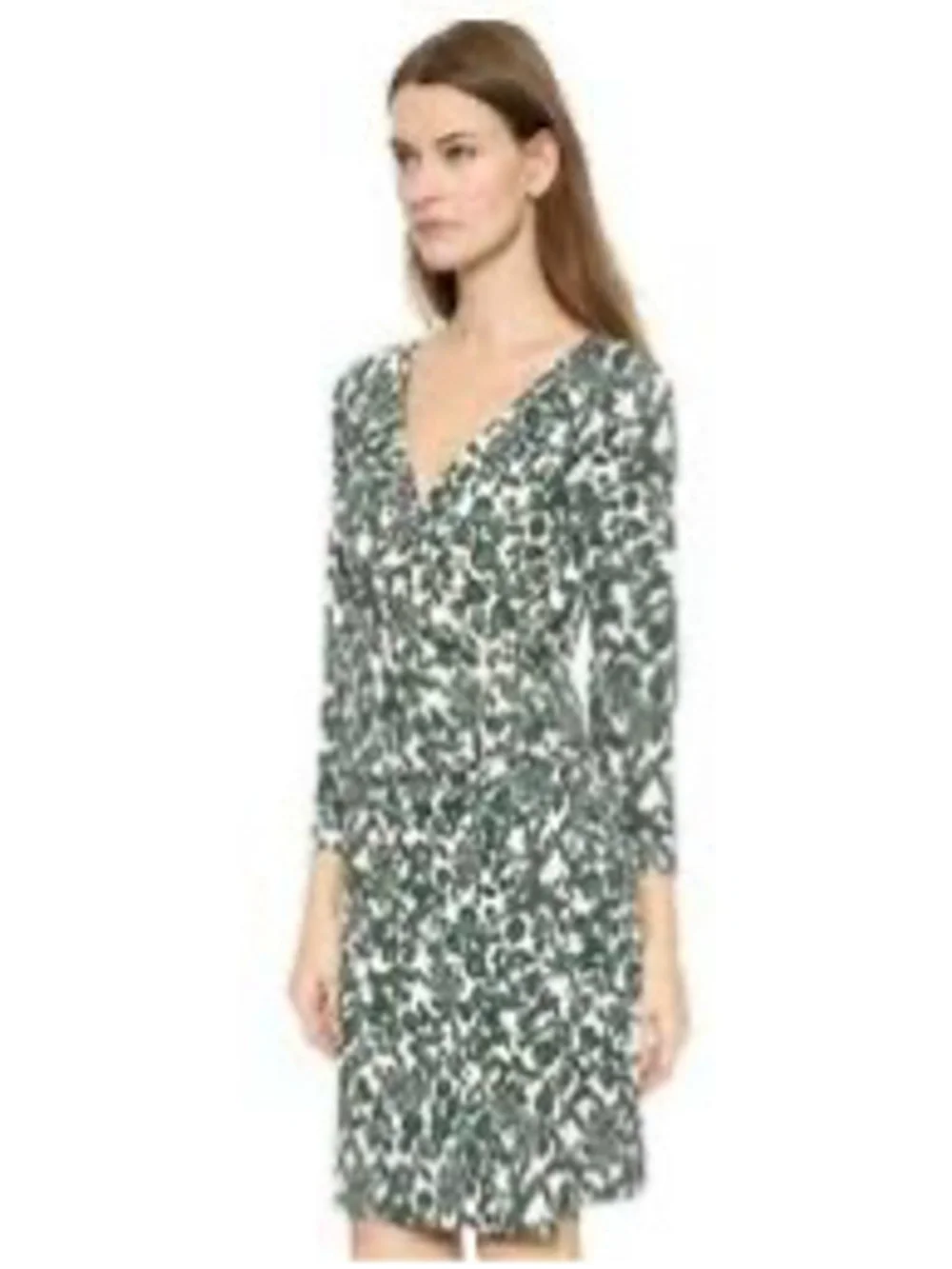 Tory Burch Wrap Dress Size XL Green White Floral Midi